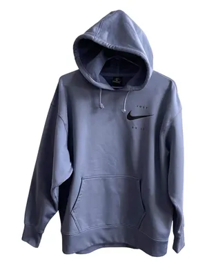 Nike Hoodie Women Medium Blue Gray Athleisure Just Do It Dri-FIT Fleece Pullover thumbnail 1