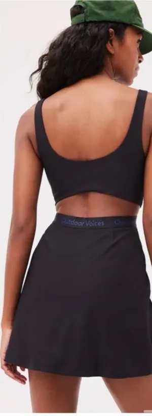NWT Outdoor Voices Court Dress XS Black Cutout Tennis Skort Preppy Pickleball thumbnail 1