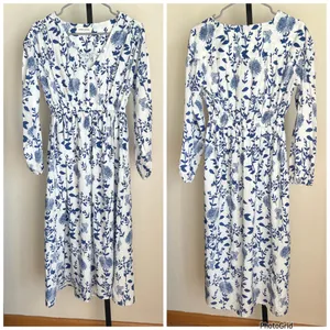 Goodnight Macaroon Blue White Maxi Dress Small thumbnail 2