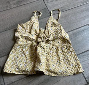 Yellow Floral Tie-Front Summer Tank thumbnail 1