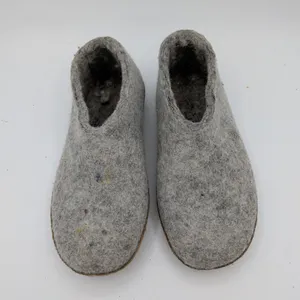 Glerups Grey Felted Wool Slipper Shoes Leather Sole Womens 7 EU 37 Danish Design thumbnail 4
