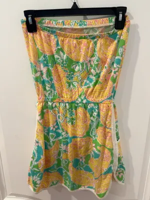 Lilly Pulitzer XS Strapless Floral Paisley Dress Colorful Summer Resort Pocket thumbnail 4