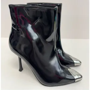 INC International Concepts Boots Size 5 Black Patent Pointed Toe Stiletto‎ Heels thumbnail 4