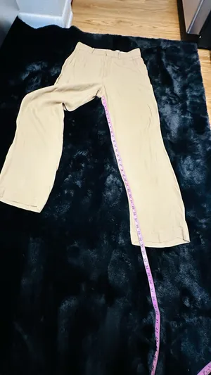 Zara Khaki Beige Wide Leg Trousers High Rise Straight Pants Size Small thumbnail 6