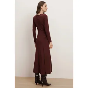 NEW Veronica Beard Theodora Midi Dress Raisin Red Size Small thumbnail 4