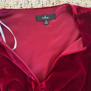 Lulus Long sleeve red velvet dress thumbnail 3