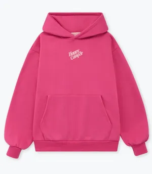 Happy camper pink raspberry puff series hoodie pullover preppy small casual infl thumbnail 1