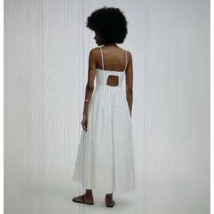 Madewell $148 White Poplin Seamed Maxi Dress Open Back Adjustable Straps Size 6 thumbnail 5