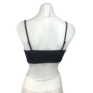 Weekday Ophelia Black Soft Ribbed Knit Spaghetti Strap Scoop Neck Bra Size L thumbnail 3