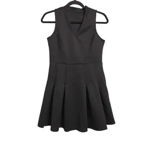 Halara V Neck Sleeveless Side Zipper Pleated Mini Golf Dress Black Small thumbnail 3