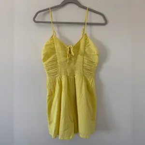 Aerie Yellow Smocked Keyhole Beachy Romantic Summer Yellow Romper size small thumbnail 4