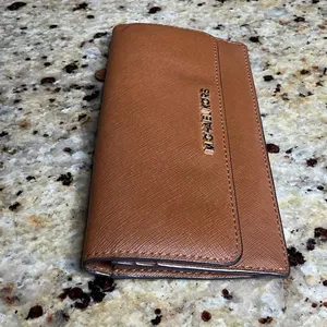 Michael Kors Brown Jet Set Saffiano Leather Snap Front Wallet - EUC thumbnail 4