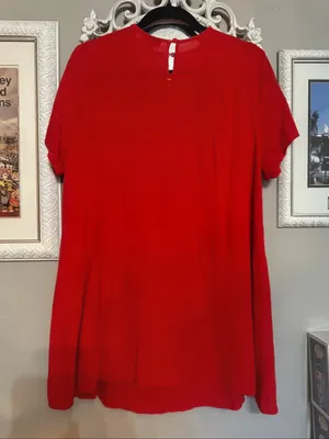 Umgee Red Embroidered Floral Tunic Top thumbnail 6