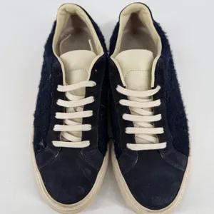 Common Projects Tournament Low Sneakers Womens 38‎ Navy Wool Leather Minimalist thumbnail 2