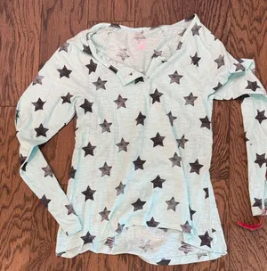 Star Pattern Long Sleeve Top-sheer PJ TOP thumbnail 1
