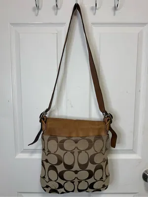 Coach Vintage Tan and Brown Signature Canvas Crossbody Bag thumbnail 7