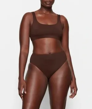 SKIMS Signature Swim Tank Bikini Top in Cocoa size large NWT thumbnail 1