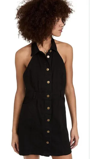 Free People black denim dress thumbnail 1