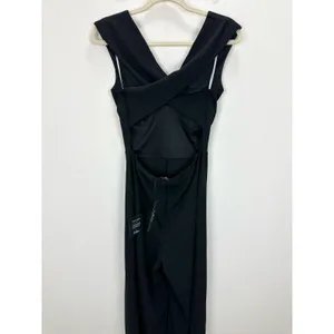 Lulus Thinking Out Loud Black Backless Jumpsuit Formal Cocktail Party Medium NWT thumbnail 10
