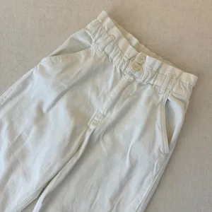 Zara White High Waisted Paperbag Denim‎ Jeans Tapered Leg XS thumbnail 5