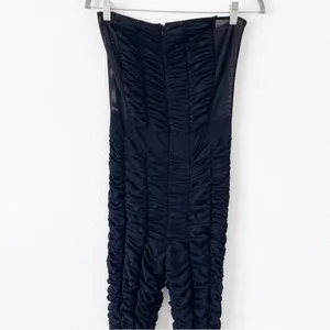 I.AM.GIA Ophelia Black Ruched Mesh Stretch Slim Glam Clubwear Strapless Jumpsuit thumbnail 4