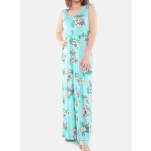 OLIVE & OAK LULUS Sleeveless Floral Maxi Dress Aqua Blue Pink Tropical Hawaiian thumbnail 4