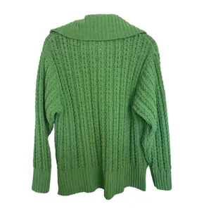 Aerie Kelly Green Cable Car Quarter Zip Sweater Oversized S Chenille thumbnail 3