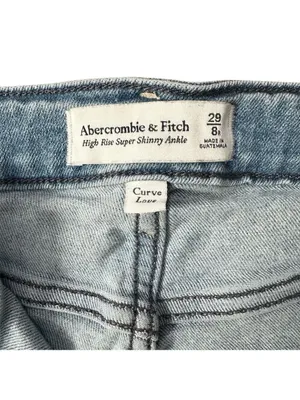 Abercrombie & Fitch Curve Love High Rise Straight Leg Distressed Jeans Sz 29/8R thumbnail 3