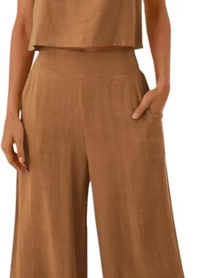 NWT Harper & Lane 2 piece brown sleevless top & wide leg bottom set size S thumbnail 4