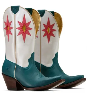 Ariat Women’s Starlight Snip Toe Western Boots‎ | Turquoise & White | Size 9 thumbnail 1