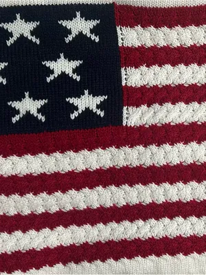 NWOT Fashion by Mirabeau USA Flag Embroidered Knit Crewneck Sweater: L thumbnail 8