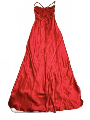 Morgan & Co Red Satin Maxi Dress Cowl Neck Lace Up Back Prom Formal Gown XS Y2K thumbnail 1
