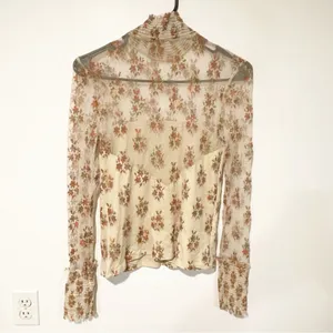Free People Size Small Sweet Dreams Mesh Floral‎ illusion High Neck Top thumbnail 7