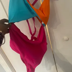 Colorblock One-Piece Swimsuit in Turquoise, Orange & Hot Pink thumbnail 7