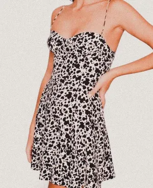 NEW Reformation Saskia rocky animal print spotted mini dress | small maximalist thumbnail 1