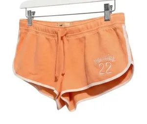 Y2K‎ Hollister Micro Mini Shorts Pastel Peach Retro Track Stripe Lounge Size L thumbnail 1