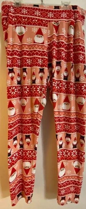 Joyland Christmas Santa Gnome Snowflakes Pajama Legging Pants Women's Sz XL thumbnail 1