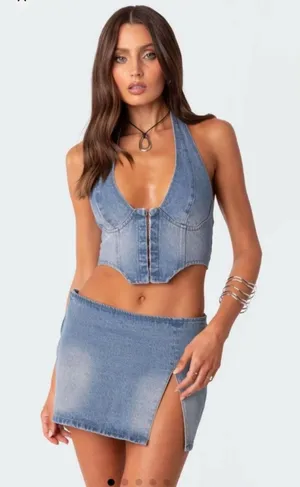 Edikted Denim Top Corset thumbnail 1