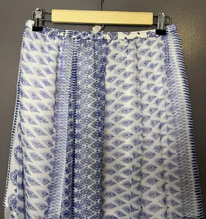 Hollister Skirt Womens Large Blue White Geometric Pleated Maxi Lined Boho thumbnail 1