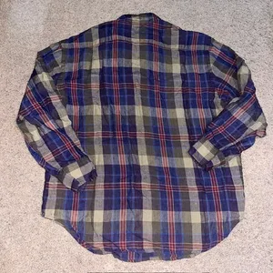 Lauren Ralph Lauren Plaid Button Down Shirt‎ 100% Linen Embroidered Logo Large thumbnail 6