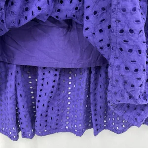Eva Mendes NY&Co Purple Eyelet Fit Flare Dress Sz 12 Summer Cottagecore Classic thumbnail 6