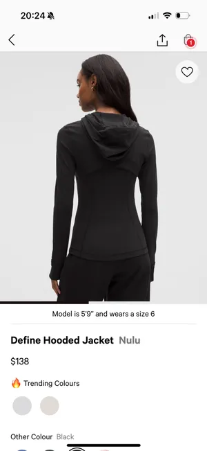 Define Hooded Lululemon Jacket Nulu 8 Black thumbnail 6