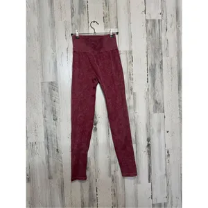 Indero High Rise Leggings Womens Small Burgundy Stretch Athleisure thumbnail 3
