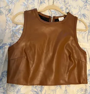 Leather vest top Brown thumbnail 1
