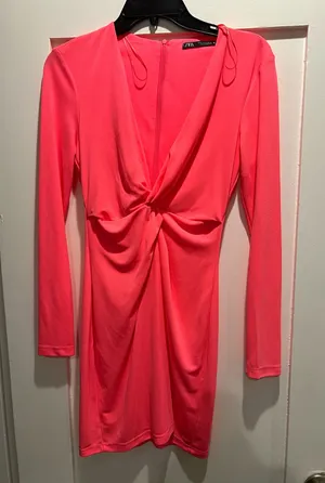Zara pink long sleeve mini dress in a S #mini #longsleeve thumbnail 1