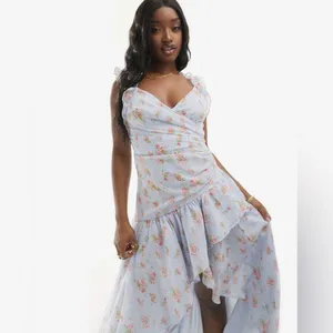 Abercrombie & Fitch Floral Asymmetric Ruffle Maxi Dress Size Small NWT Tiered thumbnail 2