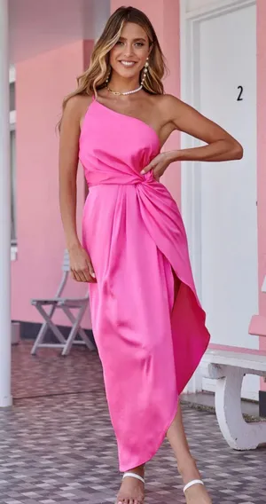 Revolve NWT OPT Ivy pink high knot asymetrical dress thumbnail 4