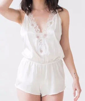 Salua Stardust Silver-Grey & Black Silk Mini Romper Lingerie thumbnail 6