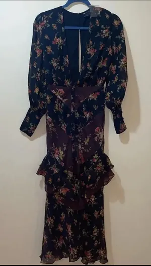 Women’s New ASOS Design Mixed Floral Plung Front Button Tiered Ruffle Midi Dress thumbnail 1