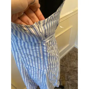 NWT American Eagle Blue and White Striped Button Front Mini Dress Tie Back thumbnail 4